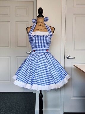 Wizard of Oz Dorothy Apron Dress in Blue & White Gingham